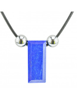 Collier corde et pierres, composition unique Lapis Lazuli et hématite