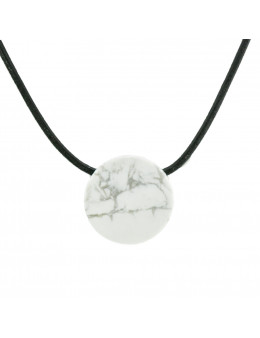 Collier corde et pendentif magnésite rond